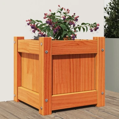 Afbeelding van Plantenbak 31x31x31 cm massief grenenhout wasbruin