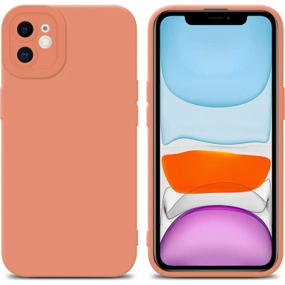 Afbeelding van Cadorabo Hoesje geschikt voor Apple iPhone 12 in Fluid LICHT ORANJE Beschermhoes gemaakt van flexibel TPU silicone Cover Case