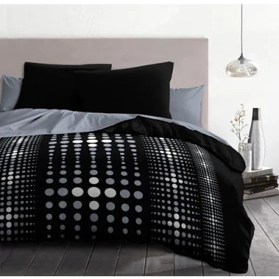 Image de Parure de couette Microfibre STEEVY 220x240cm et 2 taies doreillers 63x63cm Noir