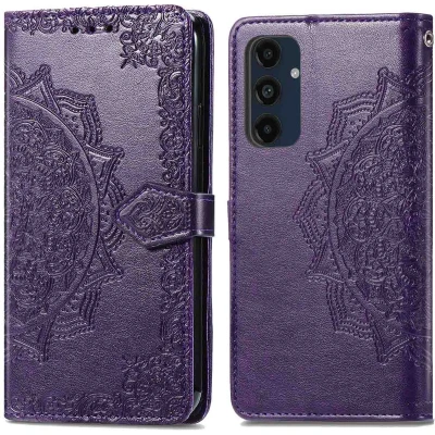 Afbeelding van imoshion Hoesje Geschikt voor Samsung Galaxy S24 FE Met Pasjeshouder Mandala Bookcase Paars