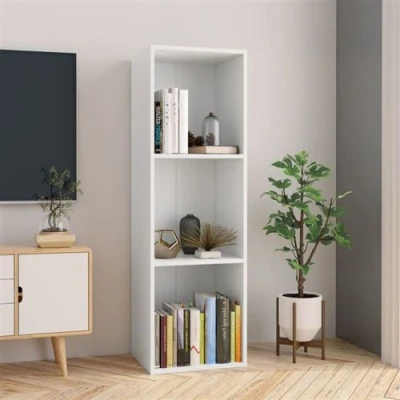 Afbeelding van Boekenkast/tv meubel 36x30x114 cm bewerkt hout wit