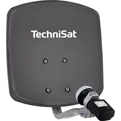 Afbeelding van TechniSat DIGIDISH 33 Satellite Dish voor 1 deelnemer (33 cm klein satellietsysteem complete set met wandhouder en satellietdetector V/H LNB) grijs
