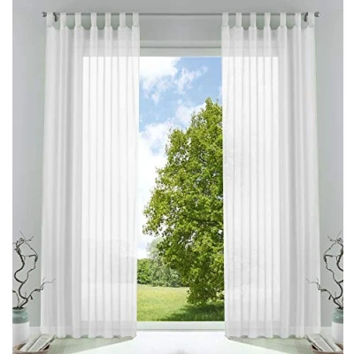Afbeelding van Set van 2 transparante gordijnen voor woonkamer met loodveter 225x140 cm 61000CN