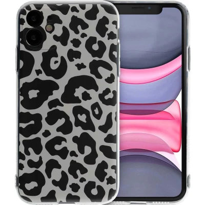 Afbeelding van iMoshion hoesje Geschikt voor iPhone 11 Siliconen Design Meerkleurig / Leopard Transparent