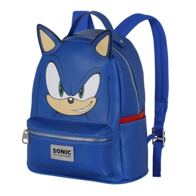 Afbeelding van Sega Sonic Face Heady Rugzak, Blauw, 15 x 24,5 29 cm, inhoud 8 liter, One Size, Backpack Face,