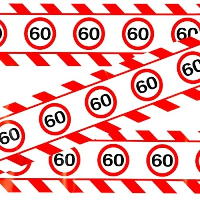 Afbeelding van Verjaardagsdecoratie, begrenzingsband, 60 jaar, decoratie 60e verjaardag, vrouw, man, tafeldecoratie verjaardag