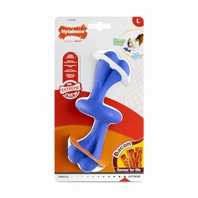 Afbeelding van Bot Nylabone Blauw Bacon L