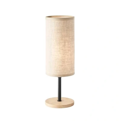 Afbeelding van Fischer &amp; Honsel Parma tafellamp zwart zand mat / eiken natuur stoffen kap zandkleur hoogte 30 cm diameter 10 met koordschakelaar 1 x E14 max. 25 W