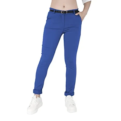 Afbeelding van JOPHY &amp; CO. Elastische damesbroek chino met riem (code 3008), Royal Blauw