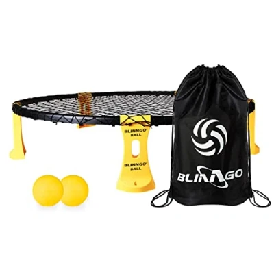 Afbeelding van Blinngoball Roundnet spellen voor gezinnen, spiderballset, trampoline, bestaande uit speelnet, 2 ballen, trekkoord, balpomp met 1 naald en handleiding (mogelijk niet beschikbaar in het