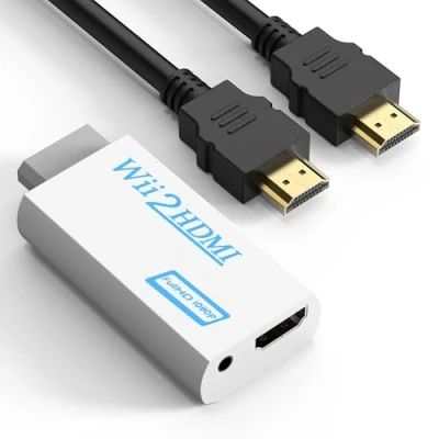 Afbeelding van GoldOars Wii HDMI adapter naar 1080P/720P HD converter met 3,5 mm stereo audio aansluiting +1,5 m kabel ondersteunt NTSC/PAL formaat voor Smart TV HDTV (wit)