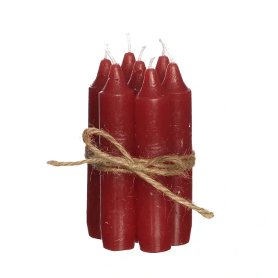 Afbeelding van Diner kaarsen set 7 stuks H. 11 cm rood Hortus