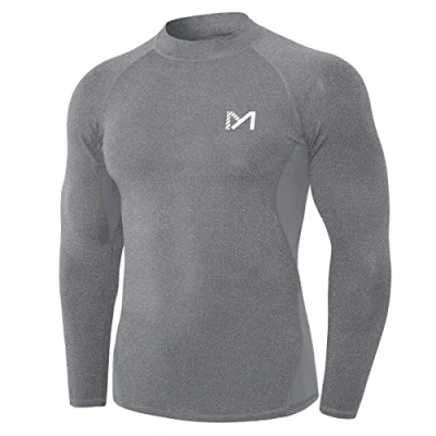 Image de MEETYOO T shirt de compression à manches longues pour homme, course pied, gym, cyclisme, Chanvre gris, S