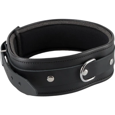 Afbeelding van ZADO Lederen Halsband van Hoog Kwaliteit met Afgeronde Randen Ring aan Voorzijde Zwart