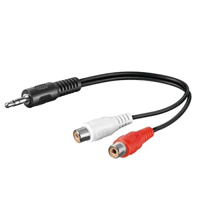 Afbeelding van PremiumCord jack naar RCA Y kabel 0,2 m 3,5 mm 2x stereo audio voor digitale camera tv mobiele telefoons MP3 hifi zwart