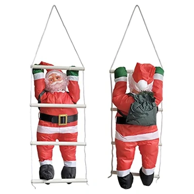 Afbeelding van Klimmende Kerstman 60 cm op ladder 85x25