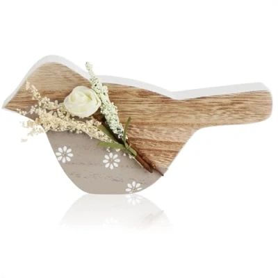 Afbeelding van COM FOUR® Decoratieve houten figuur vogel voor lentedecoratie Stand up Pasen, lente, zomerdecoratie licht beeldje (1 stuk vogelhout)