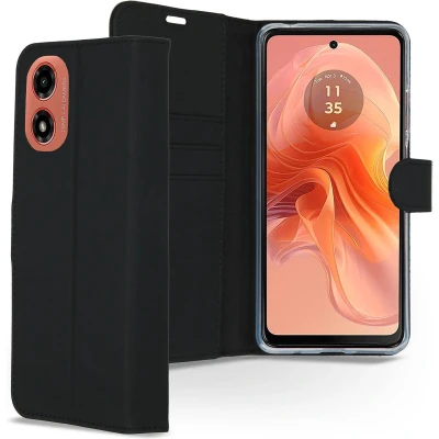 Afbeelding van Accezz Hoesje Geschikt voor Motorola Moto G04 / G24 Met Pasjeshouder Wallet Softcase Bookcase Zwart