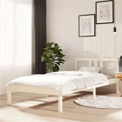 Afbeelding van Bedframe massief hout wit 90x200 cm