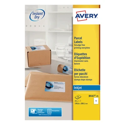 Image de Avery Zweckform J8167 25 étiquettes d&#039;expédition A4 199,6 x 289,1 mm (25 étiquettes) blanc
