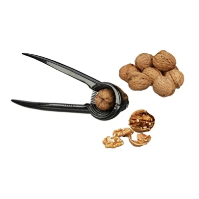 Afbeelding van Relaxdays notenkraker aluminium walnotenkraker zwart champagne flesopener notentang