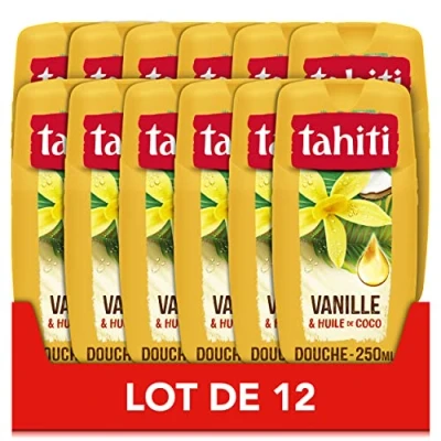 Image de Tahiti Gel Douche Vanille &amp; Huile de Coco Formule à Base d&#039;Ingrédients d&#039;Origine Naturelle Lot 12 x 250 ml