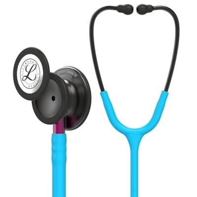 Image de 3M Littmann Stéthoscope de Surveillance Classic III, Tubulure Turquoise, Smoke Edition, Base Rose, 69 cm, 5872