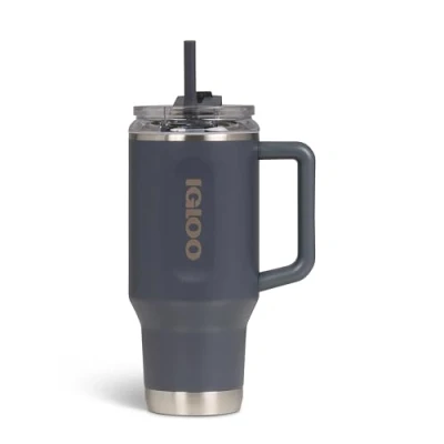 Afbeelding van IGLOO Flip ‘n’ Sip Drinkbeker met rietje zwart 0,946L Thermosfles RVS voor School