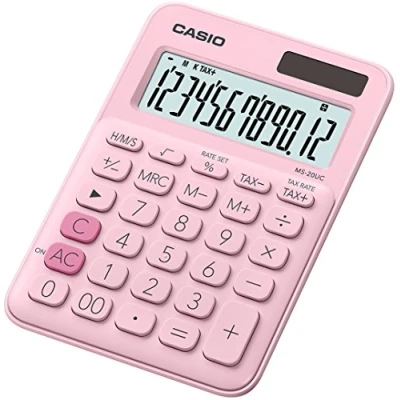Image de Casio MS 20UC Calculatrice de bureau 12 chiffres panneau solaire pile rose