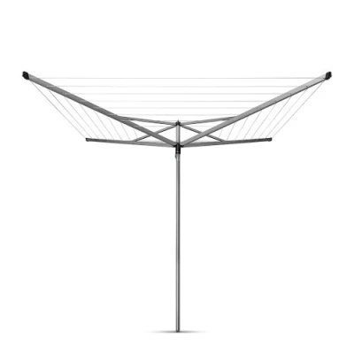 Afbeelding van Brabantia Essential Draaibaar Droogrek voor buiten Antislip UV bestendig, 40 m Gemakkelijk te openen Compatibel met Kleerhangers Metallic Grijs ø 192,5 cm