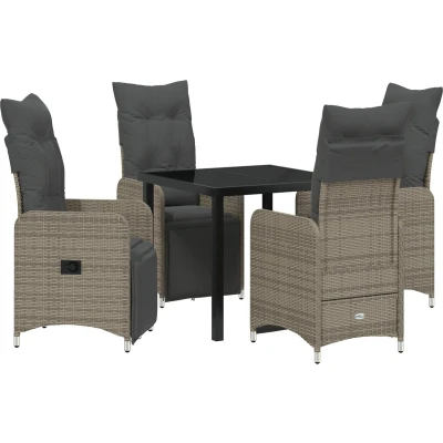 Afbeelding van vidaXL 5 delige tuininrichting set met kussens grijs poly rattan