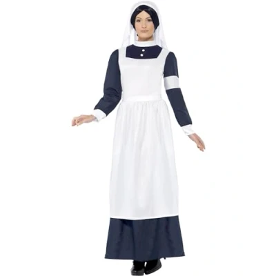 Afbeelding van Ouderwetse verpleegster kostuum Zuster oorlog verkleedkleding maat M (40/42)