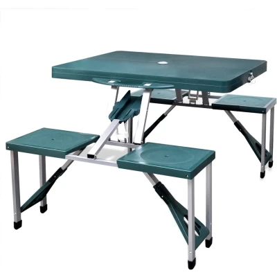 Afbeelding van Campingtafel Met Vier Stoelen Extra Licht Aluminium Inklapbaar (Groen)