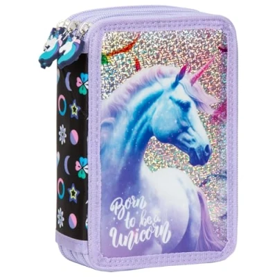 Afbeelding van Ragusa Trade Trousse à crayons pour filles, enfants, chevaux, garçons et différentes 2 ou 3 compartiments, remplie, Cheval