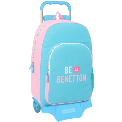 Afbeelding van Schoolrugzak met Wielen Benetton Unique Roze Turkoois 30 x 46 14 cm