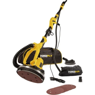 Afbeelding van Powerplus POWX0479 Telescopische wandschuurmachine 1050W Ø225mm Incl. 6x schuurpapier Voor plafond en muur