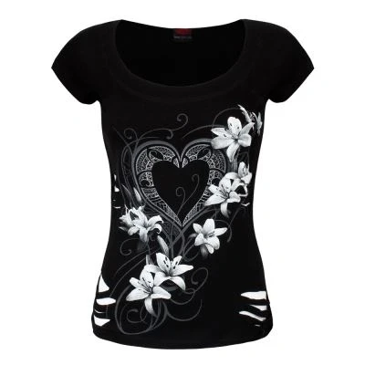 Image de Spiral T Shirt 2en1 Coeur Pur Femme Noir