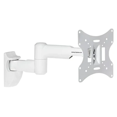 Image de ProperAV Support mural à bras pivotant pour TV 23 42, double pivot, inclinaison 20 degrés, VESA max de 200x200, Blanc