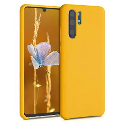 Afbeelding van kwmobile telefoonhoesje geschikt voor Huawei P30 Pro Hoesje met siliconen coating Smartphone case in saffraan