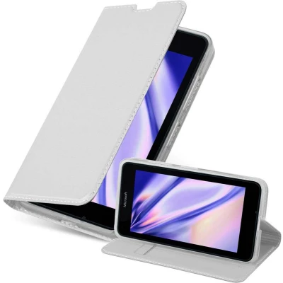 Afbeelding van Cadorabo Hoesje geschikt voor Nokia Lumia 640 in CLASSY ZILVER Beschermhoes met magnetische sluiting, standfunctie en kaartvakje Book Case Cover Etui