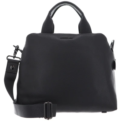 Afbeelding van MANDARINA DUCK Leren Handtas Schoudertas Mellow Leather Bowling Bag Stormy Weather Donkergrijs