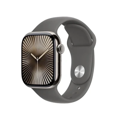 Image de Apple Watch S10 GPs + Cellular 42 Mm Boîtier Titanium Natural Bracelet Stone Grey Sport M/l (mwxf3qf/a)