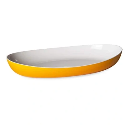 Afbeelding van Design serveerbord in tweekleurig bestendig kunststof, Made Italy, Trendy lijn, 38x23x6cm, vaatwasmachinebestendig, ideaal voor warme of koude gerechten, Geel