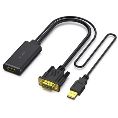 Afbeelding van Benfei HD VGA naar HDMI Adapter 1080p Converter met Audio &amp; Voeding Zwart 24k Vergulde Connectoren