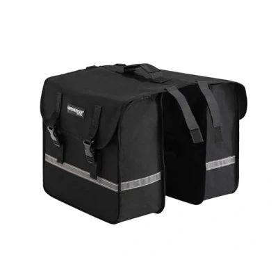 Afbeelding van HikeMeister ® dubbele fietstas Fietstassen electrische fietsen Dubbel 27L Reflecterend Zwart