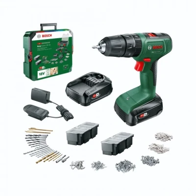 Afbeelding van Bosch Home and Garden 06039D810D Accu klopboor/schroefmachine 18 V 1.5 Ah Li ion Incl. 2 accus, lader, koffer, accessoires