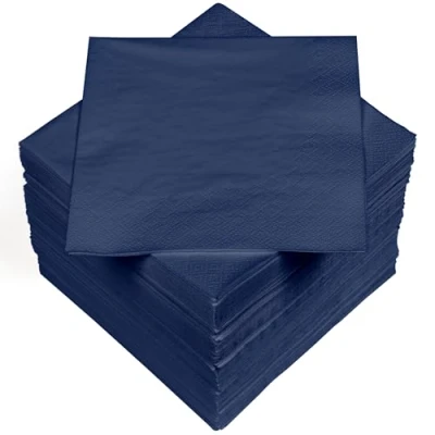Image de HEKU 30241 18 : Lot de 100 serviettes en papier monochromes triple épaisseur, 33 x cm, bleu foncé