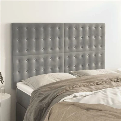 Afbeelding van vidaXL Hoofdborden 4 st 72x5x78/88 cm fluweel lichtgrijs
