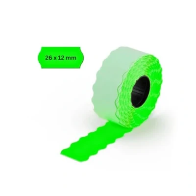 Afbeelding van POKORNYS 9.000 zelfklevende etiketten voor prijsetiketten (groen/26 x 12 mm) I afneembaar prijskaartjes met prijs, datum, handmatige etiketteermachine gegolfde rand ​