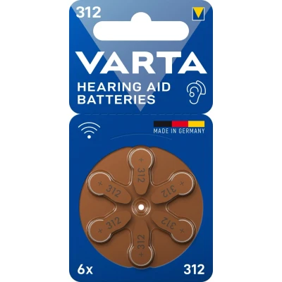 Afbeelding van Varta Batterij Zink Air, 312, 1,4 V Retailblister (6 pack)